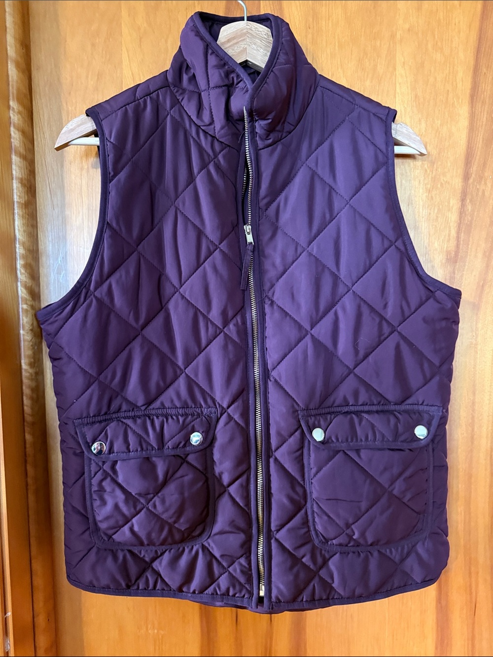 Thread & Supply Quilted Sleeveless Vest in Deep Plum